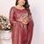 Heavy zari woven maroon banarasi silk blend saree