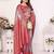 Heavy zari woven pink banarasi silk blend saree