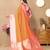 orange all over zari motifs silk blend saree with contrast pallu