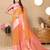 orange all over zari motifs silk blend saree with contrast pallu