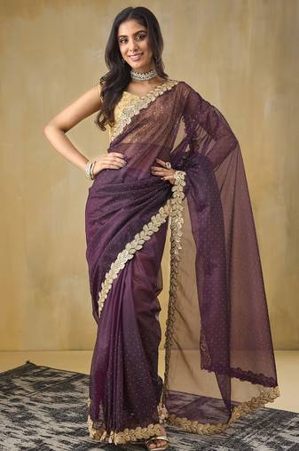 Purple tissue ready to wear saree