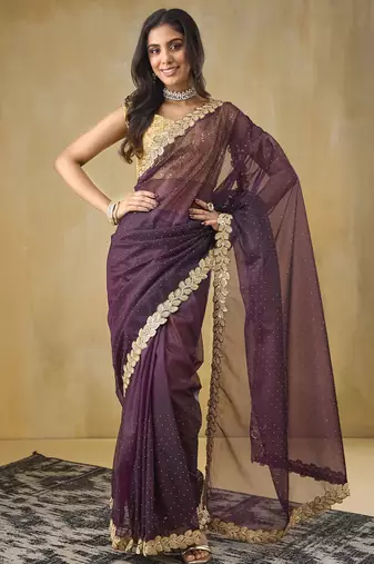 Purple tissue ready to wear saree