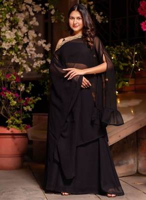 Black Georgette Sharara Set 1