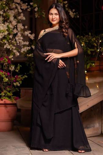 Black Georgette Sharara Set
