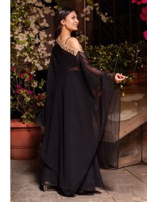 Black Georgette Sharara Set 2