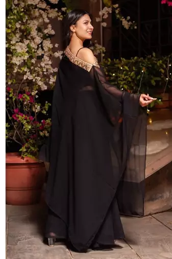 Black Georgette Sharara Set