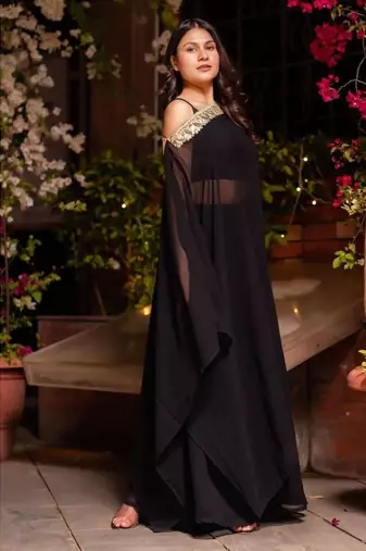 Black Georgette Sharara Set