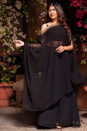 Black Georgette Sharara Set