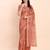 Rust linen cotton woven border printed saree