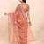 Rust linen cotton woven border printed saree