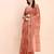 Rust linen cotton woven border printed saree