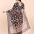 Maroon linen cotton woven border printed saree