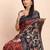 Maroon linen cotton woven border printed saree