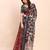 Maroon linen cotton woven border printed saree