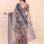 Blue linen cotton woven border printed saree