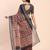 Black linen cotton woven border printed saree