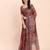 Brown linen cotton woven border printed saree