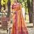 Orange kanjivaram silk blend saree