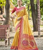 Mustard kanjivaram silk blend saree