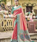 Pink kanjivaram silk blend saree