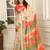 Beige linen cotton printed saree