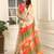 Beige linen cotton printed saree