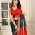 Black linen cotton printed saree