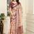 Cream linen cotton printed saree