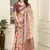 Cream linen cotton printed saree