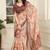 Cream linen cotton printed saree
