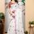 White linen cotton printed saree