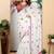 White linen cotton printed saree