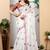 White linen cotton printed saree