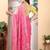 Pink linen cotton printed saree