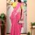 Pink linen cotton printed saree