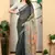 Black linen cotton printed saree