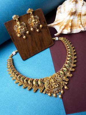 Gorgeous ad stone laxmi necklace set  1