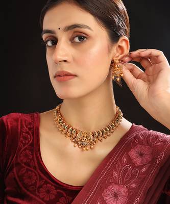 Gorgeous ad stone laxmi necklace set  2