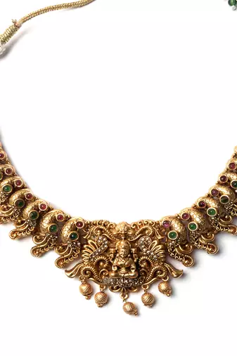 Gorgeous ad stone laxmi necklace set 