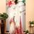 Off white linen cotton printed saree
