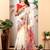 Off white linen cotton printed saree
