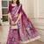 Purple linen cotton printed saree
