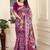 Purple linen cotton printed saree