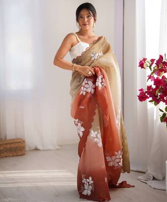 Multi sequins work multi padding saree 1