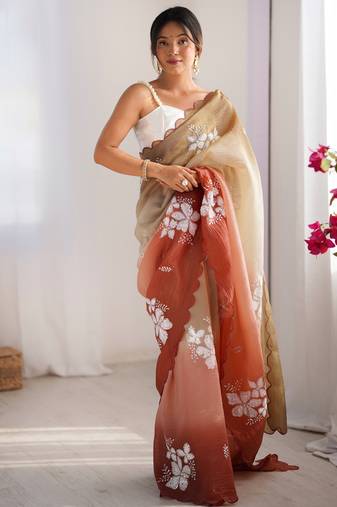 Multicolor sequins work multi padding saree