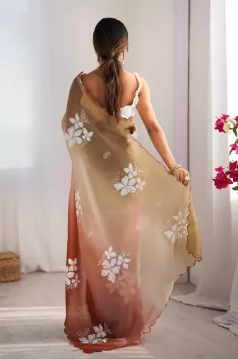 Multi sequins work multi padding saree