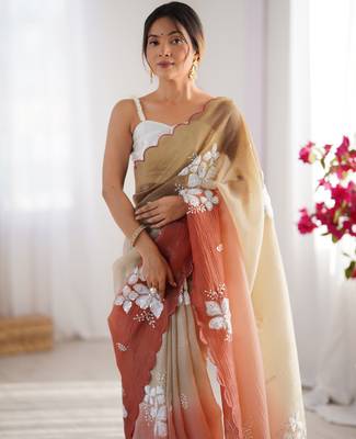 Multi sequins work multi padding saree 4