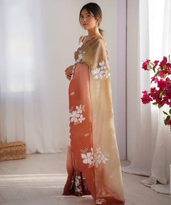Multi sequins work multi padding saree 5