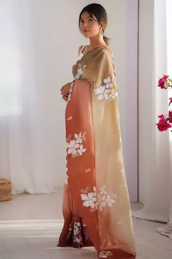Multi sequins work multi padding saree