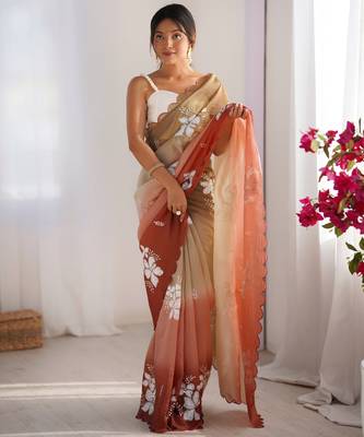Multi sequins work multi padding saree 6